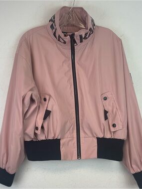 Karl Lagerfeld Pink Bomber Jacket with Black Trim